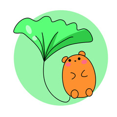 Bear with ginkgo leaf