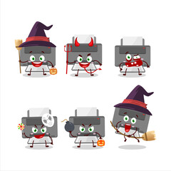 Halloween expression emoticons with cartoon character of printer