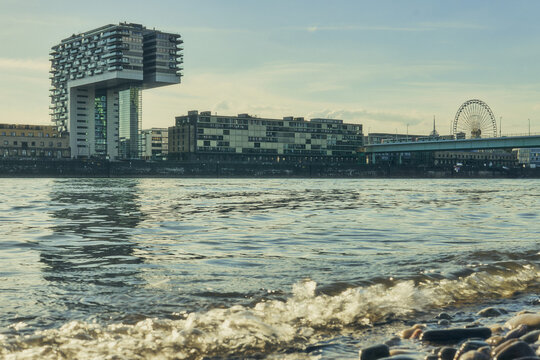 Cologne Rhine River Haven Cathedral . High quality photo