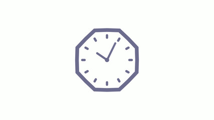 12 hours counting down clock icon with trick,Aqua gray clock icon on white background