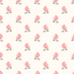 Watercolor seamless roses pattern. Delicate floral background