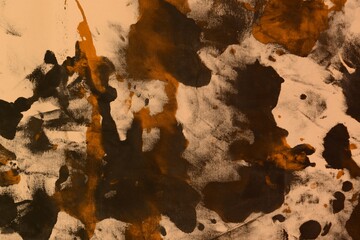 pretty vintage orange randomly painted canvas, fabric with color paint spots and blots texture for background use.