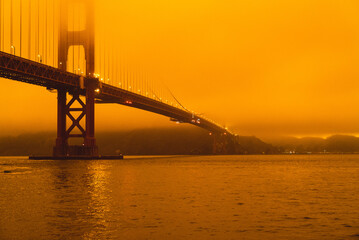 Fototapeta na wymiar Golden Gate Bridge In Smoke