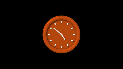 Amazing brown color 3d wall clock icon on black background,clock icon