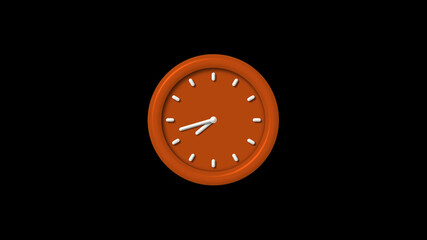 Amazing brown color 3d wall clock icon on black background,clock icon