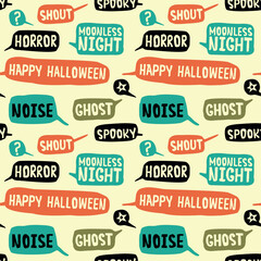 Happy Halloween. Seamless pattern with speech bubbles. 