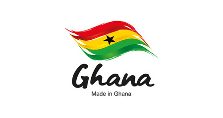 Made in Ghana handwritten flag ribbon typography lettering logo label banner