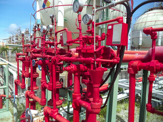 Fire sprinklers in a normal petrochemical plant