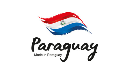 Made in Paraguay handwritten flag ribbon typography lettering logo label banner