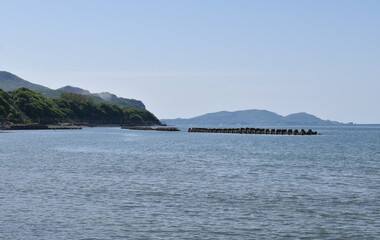 The landscape of the Otaru seaside beach in Sapporo Japan