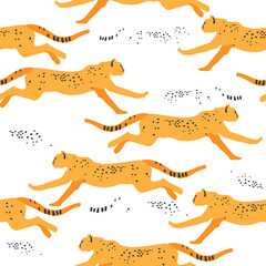 Cheetah seamless pattern. The Cheetah's running pattern for Wallpaper and fabric. Wild animal background