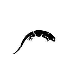 Lizard logo. Silhouette of a lizard on a white background