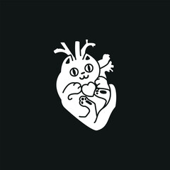 The cat in the shape of a heart. Funny illustration of a cat