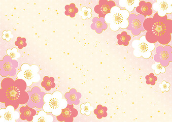 華やかな梅の花の和柄背景