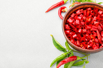Sliced red chili or cayenne pepper