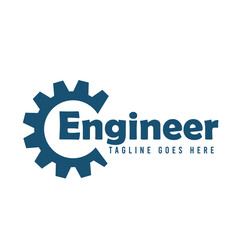 engineer with gear machine logo icon vector templat.