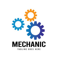 engineer with gear machine logo icon vector templat.