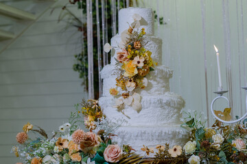Beautiful wedding cake with blur background
