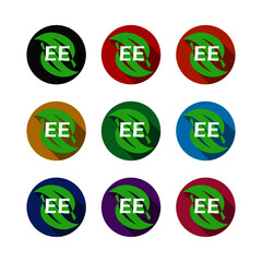 Initial letter EE logo, color set