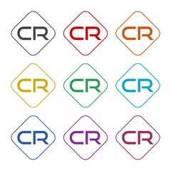 Initial CR Letter Logo, color set