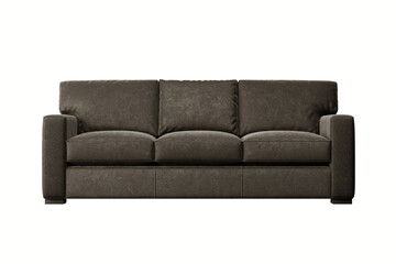 modern brown fabric sofa on white isolate background. front view.