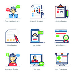 
Customer Service And Feedback Flat Icons 
