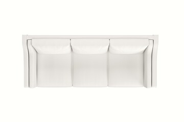 modern white color fabric sofa 3 seat on white isolate background. top view.