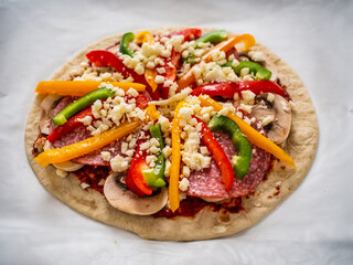 Margherita pizza on white paper

