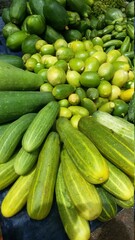 fresh green cucumber and lemon 