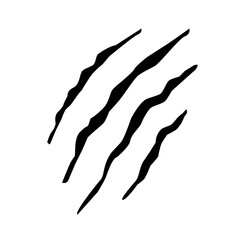 Fototapeta premium claws scratches on white background. black bloody claws animal scratch scrape track. cat tiger bear scratches paw.