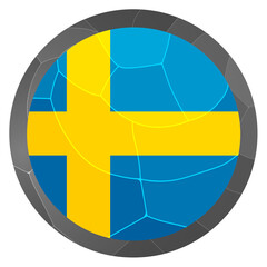 Glass light ball with flag of Sweden. Round sphere, template icon. Swedish national symbol. Glossy realistic ball, 3D abstract vector illustration highlighted on a white background. Big bubble.