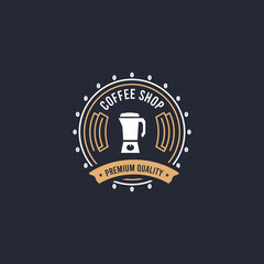 Retro Coffee shop badge logo design. Perfect for modern coffee shop joints. Vector Illustrtion
