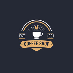 Retro Coffee shop badge logo design. Perfect for modern coffee shop joints. Vector Illustrtion