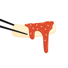 Tteokbokki Noodle vector, korean food. Spicy rice cake. chopsticks vector.