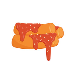 Tteokbokki Noodle vector. korean food. Spicy rice cake. Tteokbokki on Pick vector.
