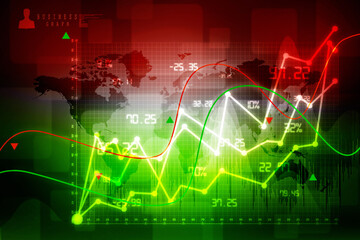 2d rendering Stock market online business concept. business Graph 