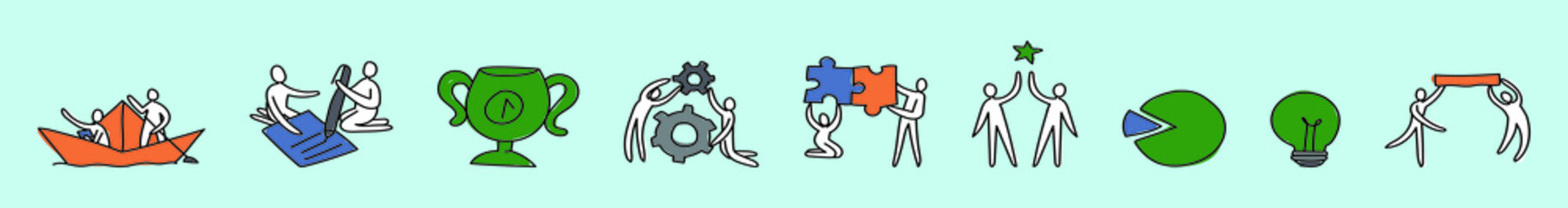 set of corporate goals business icon design template with various models. vector illustration