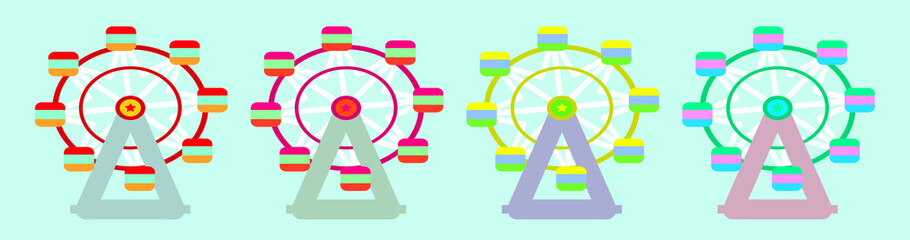 set of ferris wheel cartoon icon design template with various models. vector illustration