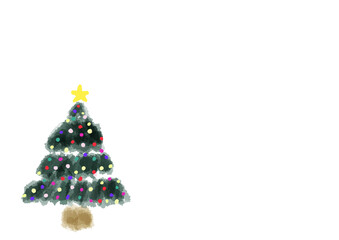クリスマスツリーの水彩イラスト