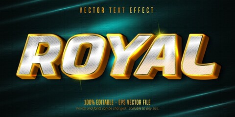 Royal text, luxury golden and silver editable text effect on textured background