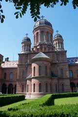 Chernivtsi Ukraine,  view of the University church from garden