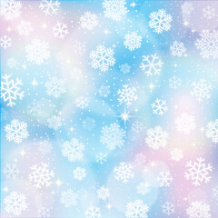 Obraz na płótnie Canvas 雪の結晶、キラキラ輝く冬のイメージの背景素材 