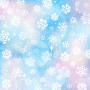 雪の結晶、キラキラ輝く冬のイメージの背景素材	
