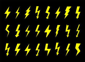 Set of electrical icons. Sign of lightning danger of electricity. Vector illustration