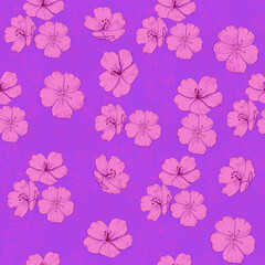 Vector seamless pattern with cute pink geranium flowers. Print design for wallpapers, textile, fabric, wrapping gift, ceramic tiles