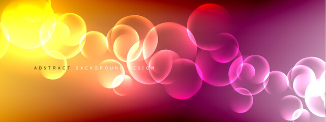 Vector abstract background liquid bubble circles on fluid gradient with shadows and light effects. Shiny design templates for text