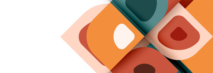 Set of vector modern geometric abstract backgrounds with repeating abstract round shapes patterns and shadow effects