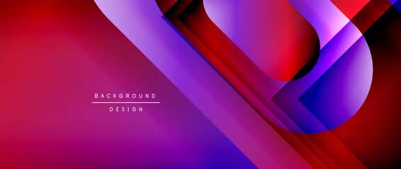 Vector geometric abstract background with lines and modern forms. Fluid gradient with abstract round shapes and shadow and light effects