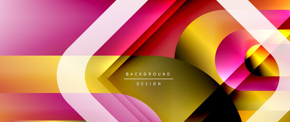 Vector geometric abstract background with lines and modern forms. Fluid gradient with abstract round shapes and shadow and light effects