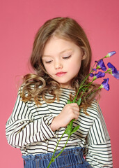 portrait of little model girl in studio